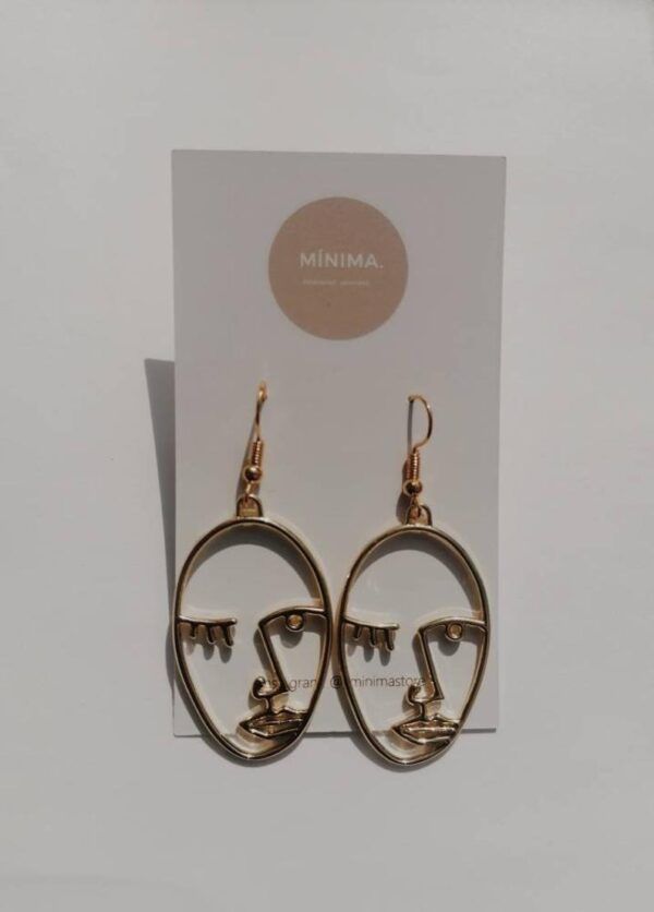 PICASSO STYLE EARRINGS- GOLD TONE