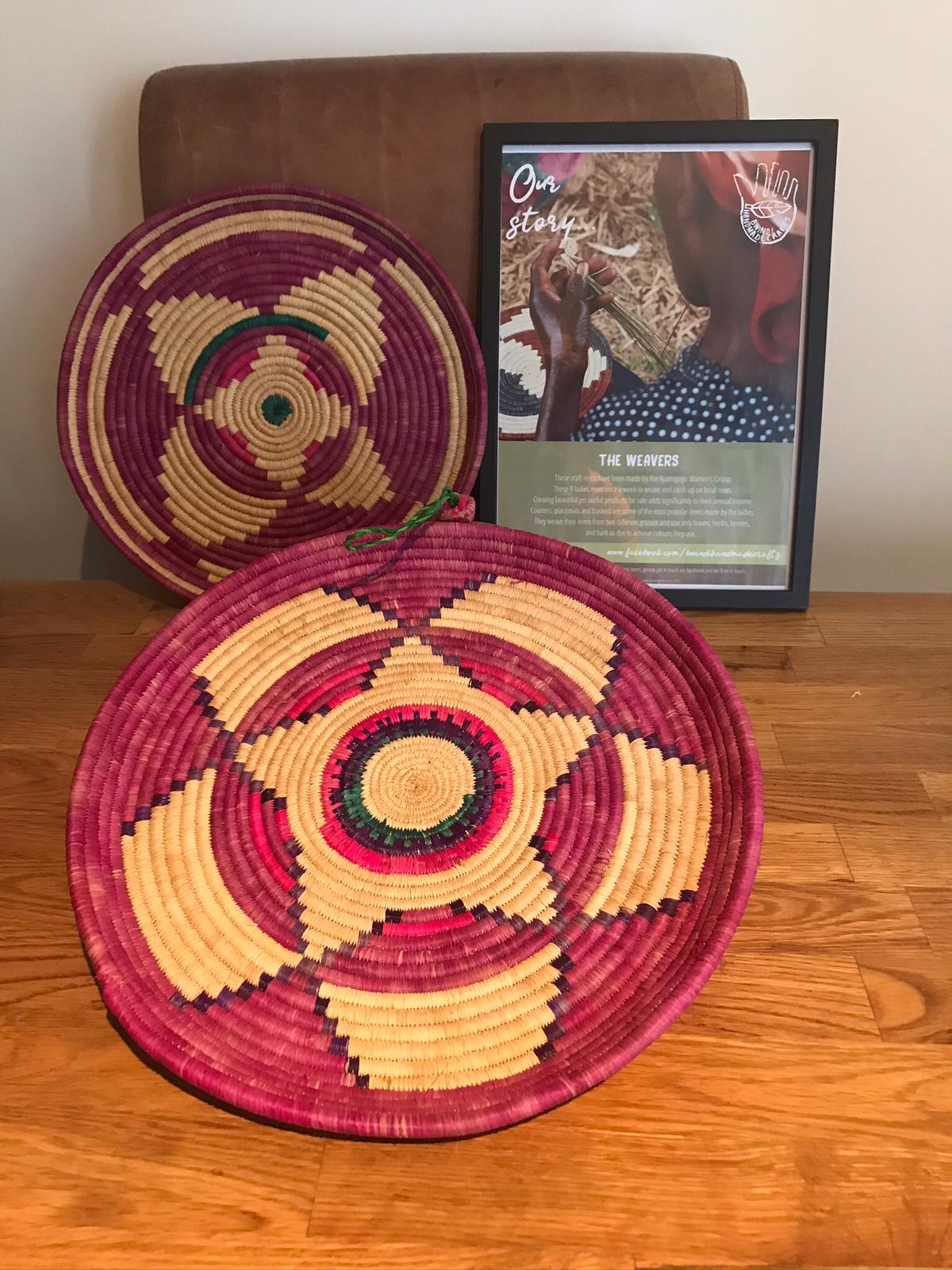 Large grass-woven shallow trays