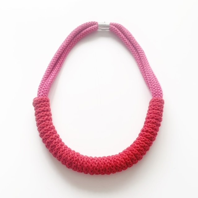 Rita Necklace by Handmade by Tinni in Red & Pink 3