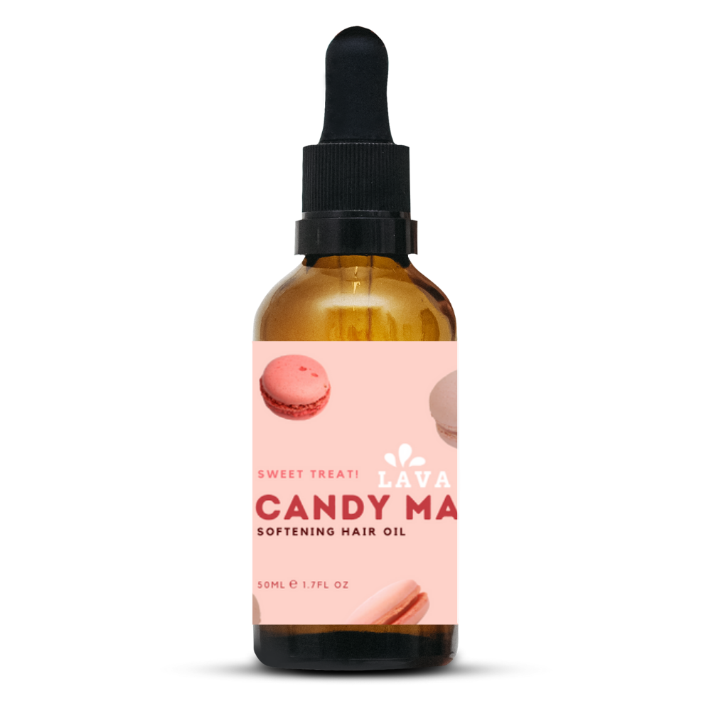 Candy Mane is a moisturising hair oil blend with a yummy vanilla macaroon scent